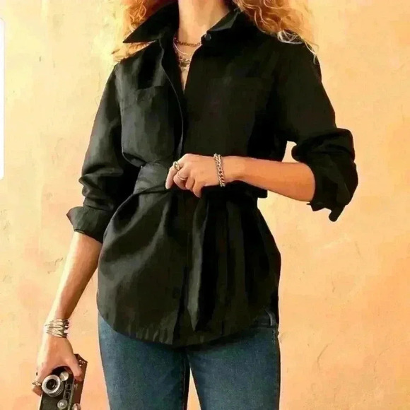 Banana  Republic Faux Suede Belted Shirt - Picture 6 of 15